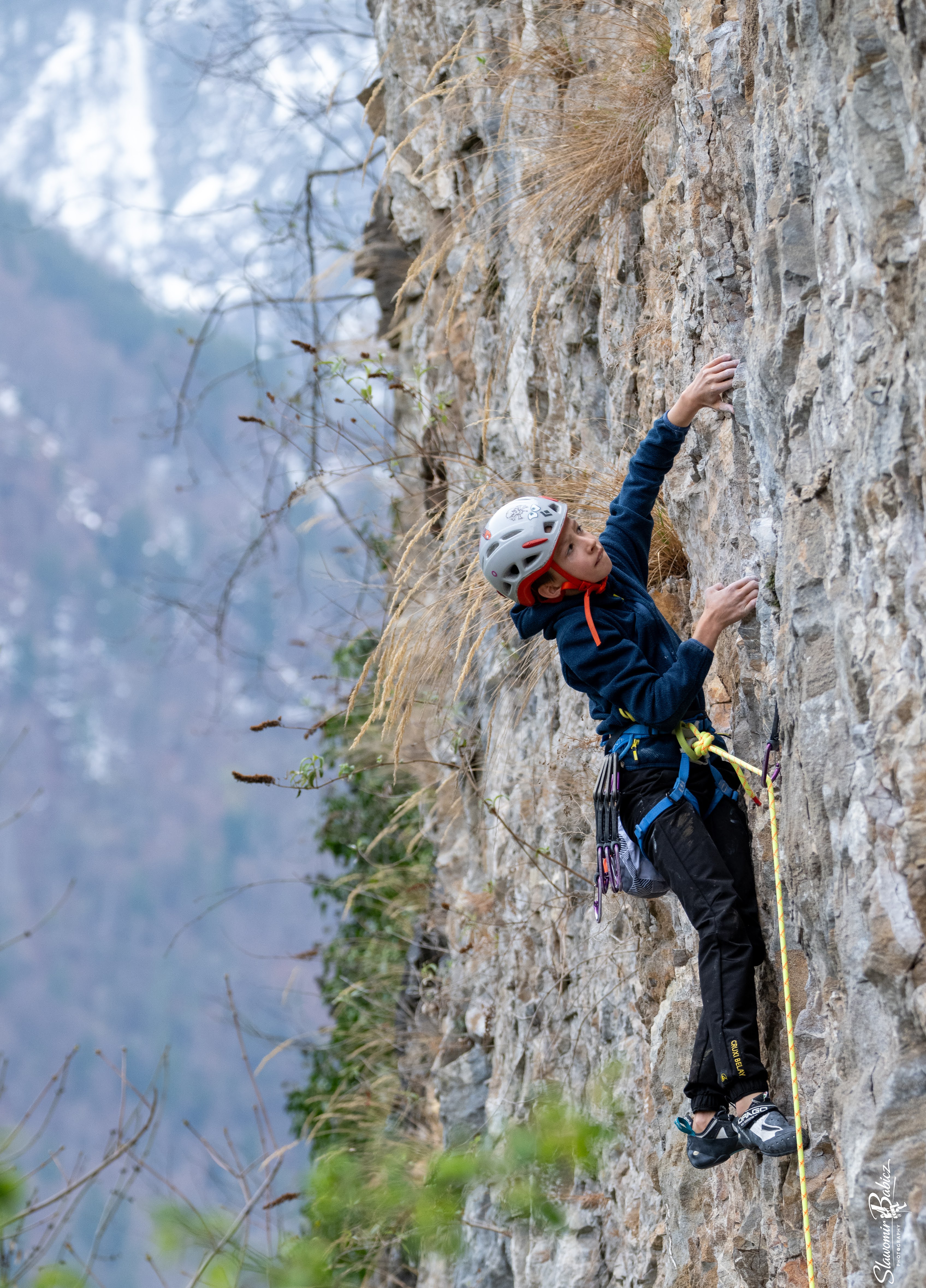 Climber on rock face